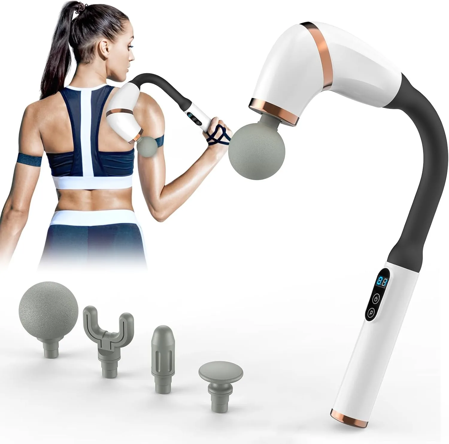 2024 Deep Tissue Full Body Handheld Massager Powerful Fascia Gun Massage Hammer U-Shaped Massage Gun With Extended Handle