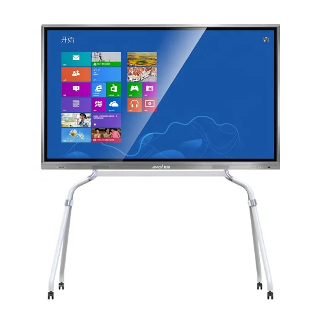 
Amoi 85 Inch Dual System Interactive Touch Display 4K LCD Screen All in One PC Android LED USB Status Power Cable Flat Color 