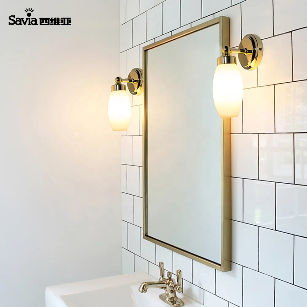 
Savia Waterproof IP44 Bathroom Wall Lamp Surface Mounted Aluminum Iron 4W E14 Led Copper Make Up Front Mirror Light 