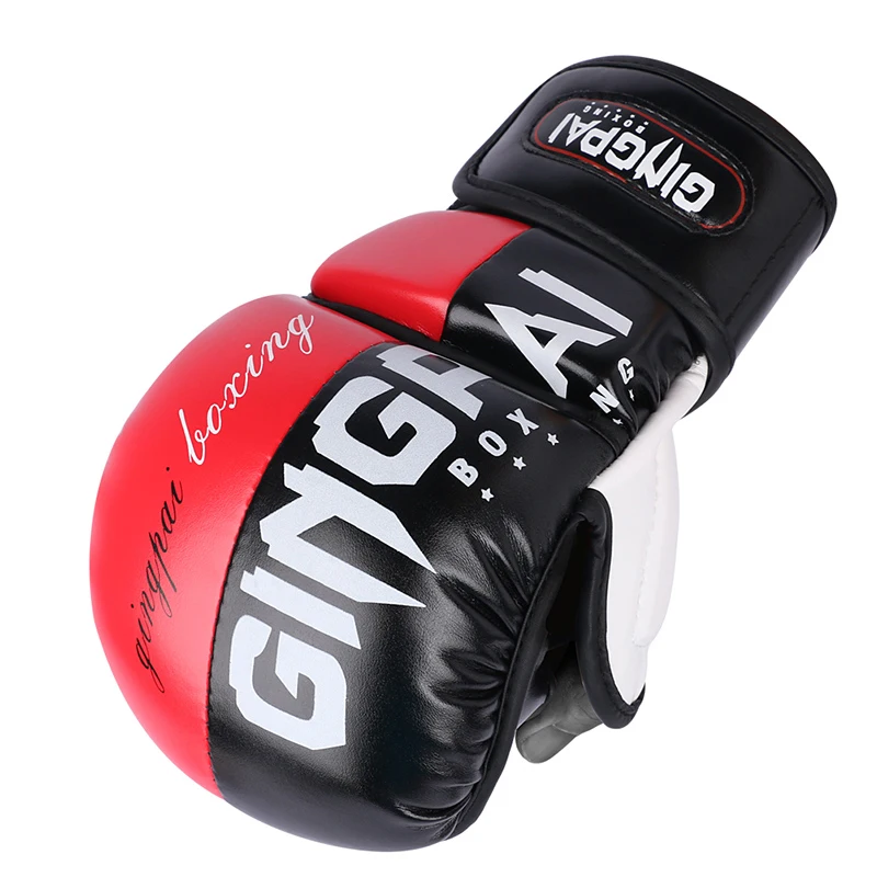 Wholesale custom Design logo high quality Professional PU leather ufc Half Finger MMA Boxing Training Gloves