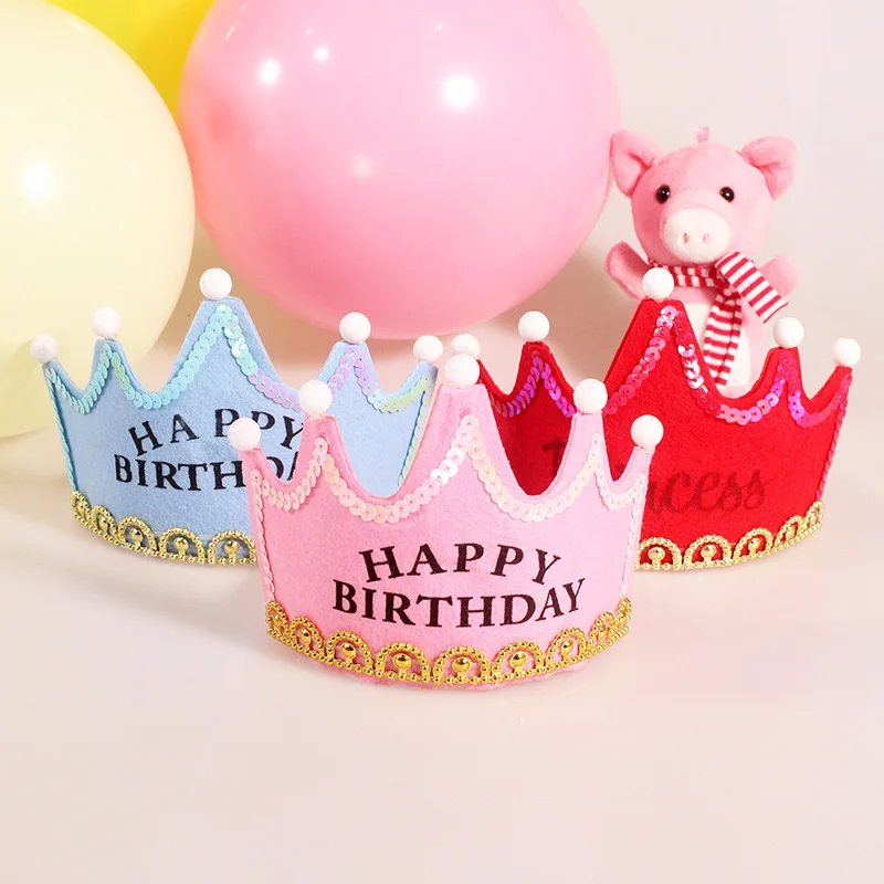 Glowing birthday Non-woven King Princess Hat Led Crown Glowing Birthday Party Hat