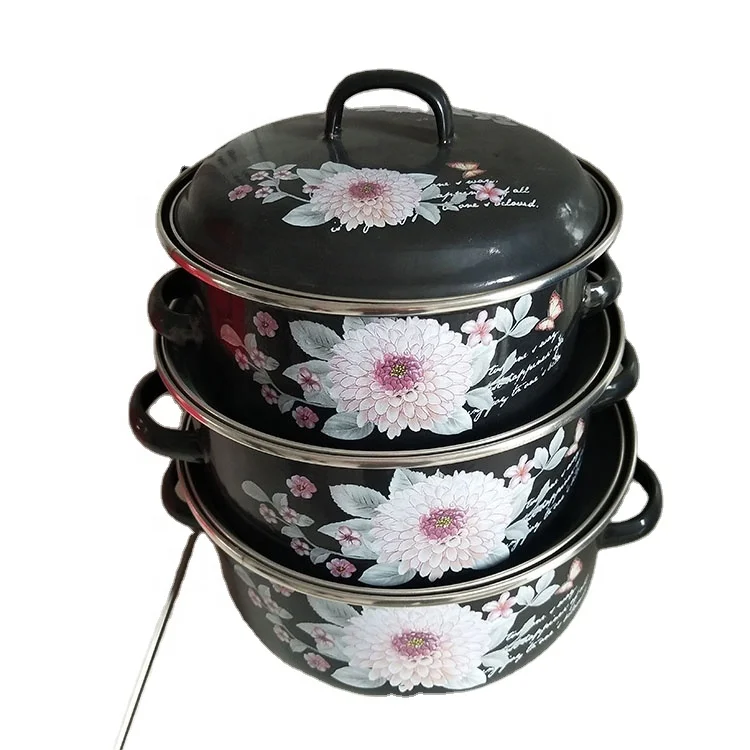 
16/18/20 см пользовательская наклейка эмалевое белое покрытие королевская кухонная посуда кухонная утварь и набор посуды 