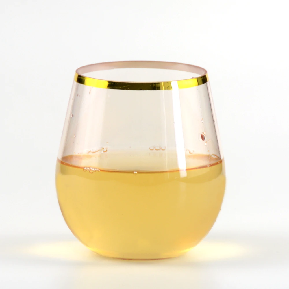 12oz Plastic Wine Glasses Stemless Wine Cups  Plastic Unbreakable Wine Glasses Disposable Reusable Shatterproof BPA free