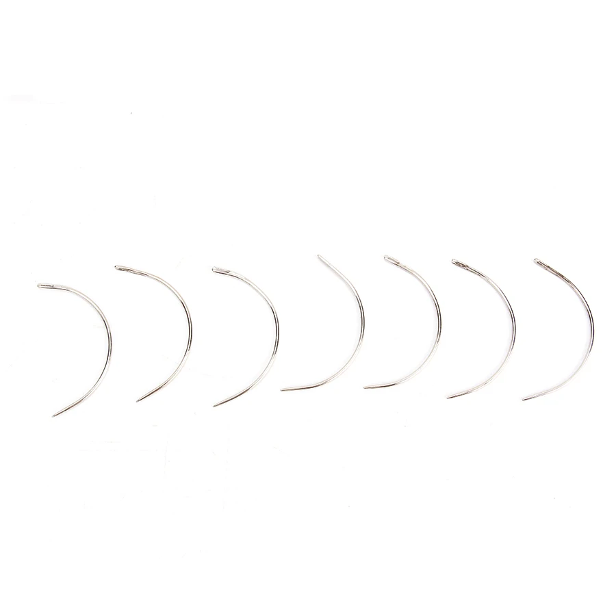 Leeons Cheap Price 6cm 9cm Sewing Needles Weaving Wig Tools C Curved Needles For Hair Extension