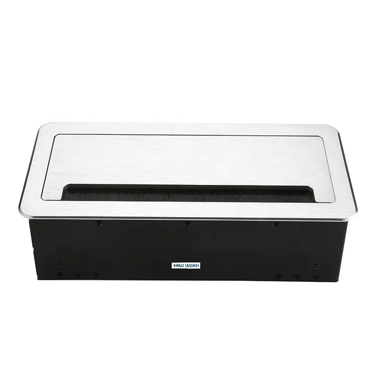 Cable cubby aluminium Tabletop Socket Flip Up Desk Receptacle Multi Power Socket Outlet with audio/VGA connector