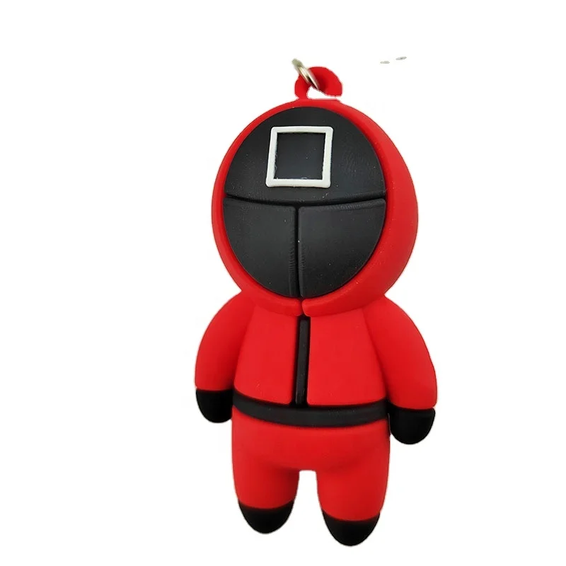 Squid game keychain PVC Fidget Toys for Korean Movie Squid game Fashion 7X3CM 30g Mini Figure Squid game key chain