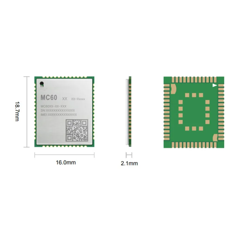 2G IoT Quad-band GSM/GPRS/GNSS Module MC60 with LCC Interface Dual SIM Single Standby MC60CA-04-STD Ultra-small Module