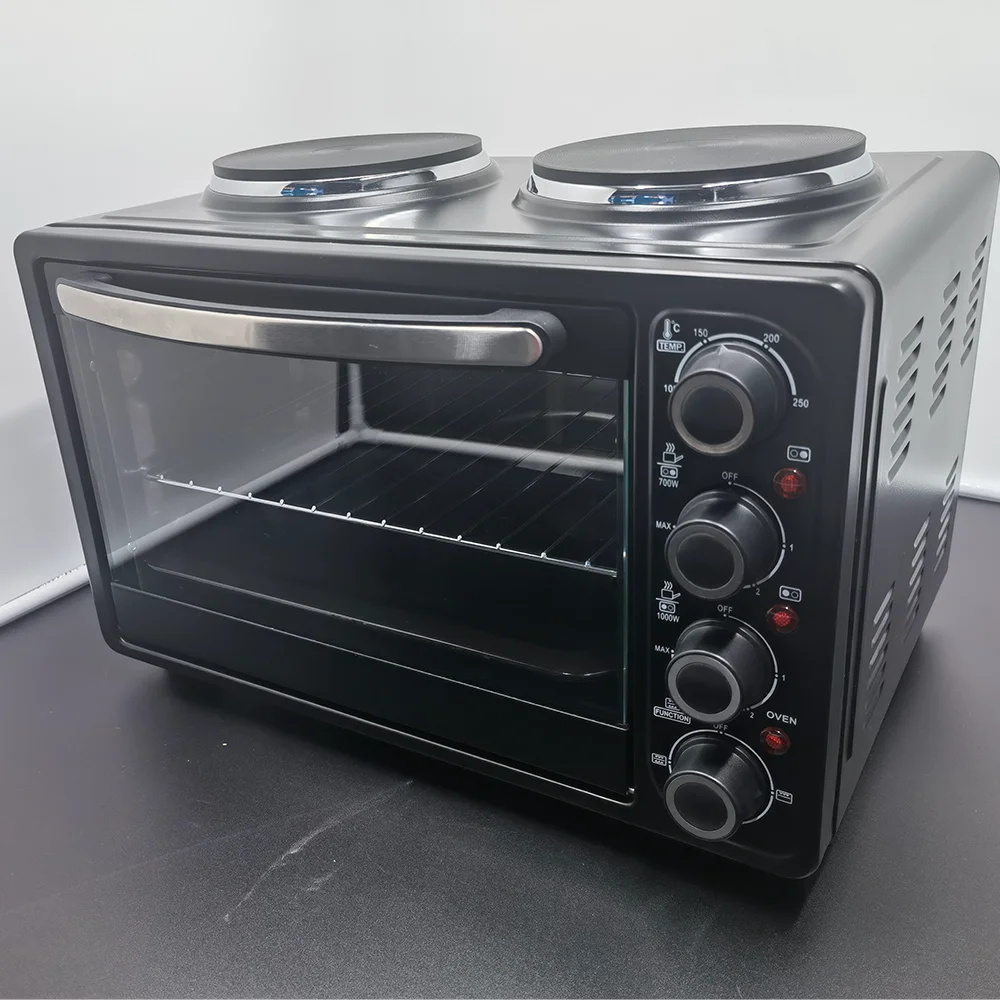 kitchen electric appliance oven 23L TO 100L Capacity with 2/3 hotplates OEM multifunctional mechanical household pizza oven