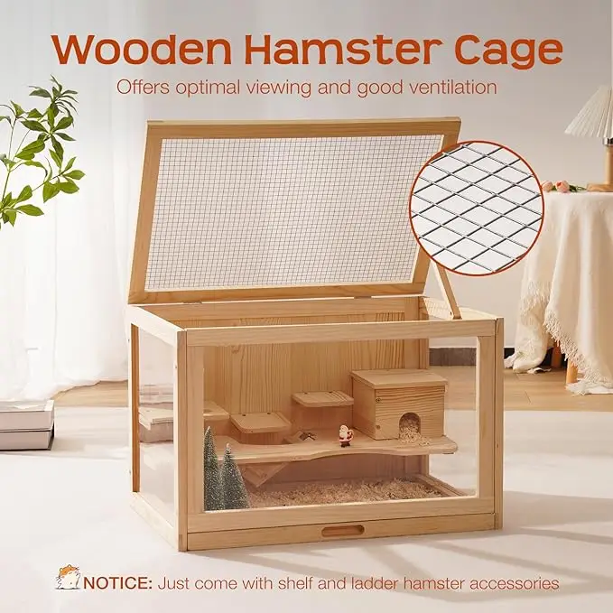 Country style creative Pet cage indoor and outdoor wholesale hamster cage pet houses Wooden hamster cage