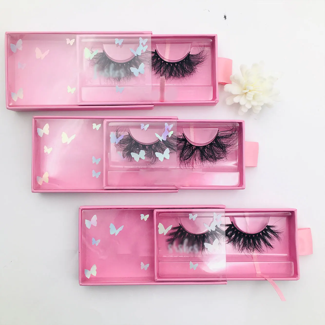 custom eyelash box dramatic mink lashes 25mm 3d faux mink wholesale vendor pink glitter full strip book box with heart window