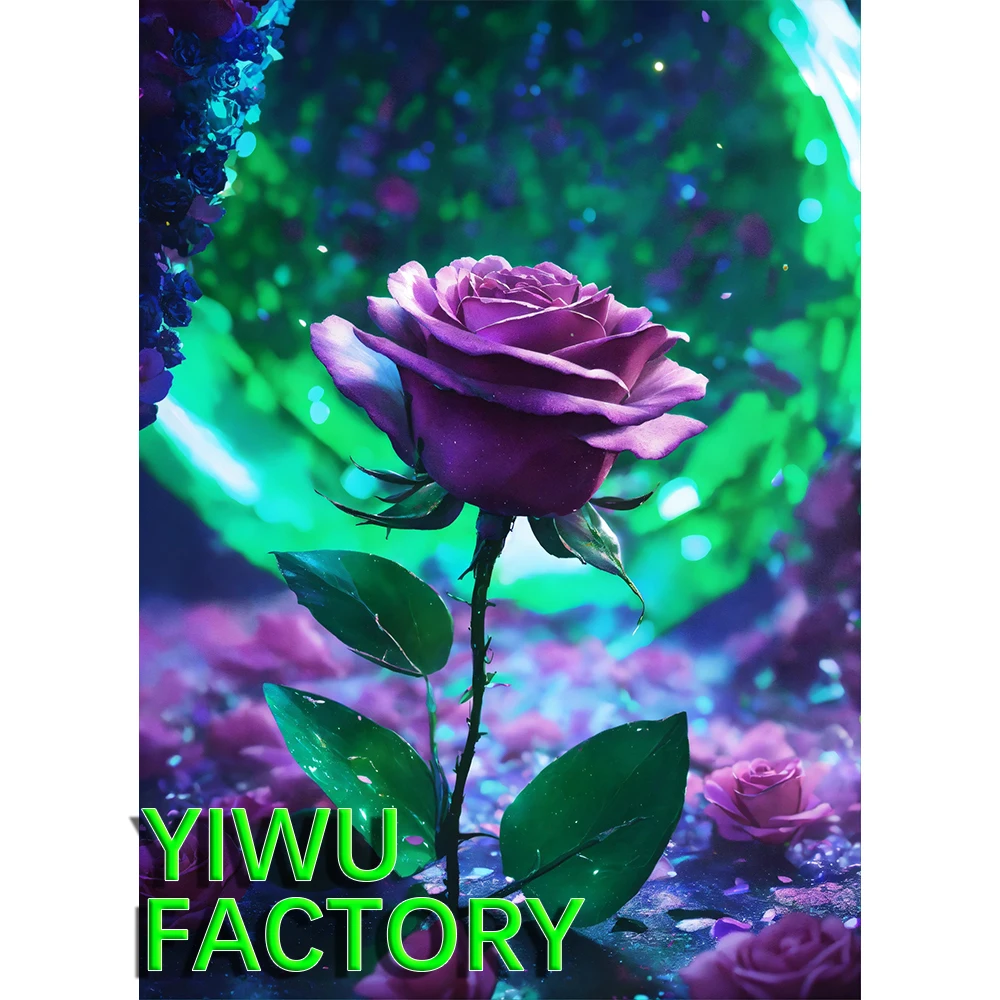 5D DIY Flower Diamond Painting Mosaic Diamond Embroidery Painting Kits For Home Decoration Diamond Art Painting Purple Rose