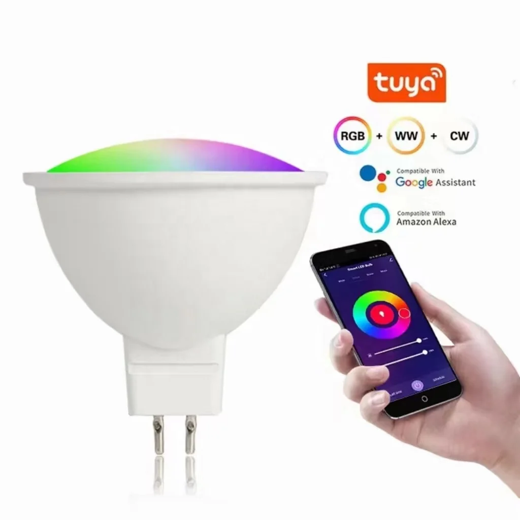 Умная светодиодная лампочка RGB прожектор Wifi Tuya 5 Вт MR16 12 В с регулируемой яркостью совместимая интеллектуальная жизнь приложение Google Home Alexa