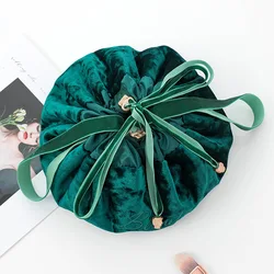 Wholesale Water Proof Lazy Man Travel Cosmetic Makeup Bags  Luxury Velvet Drawstring Make Up Cosmetic Pouch Bags