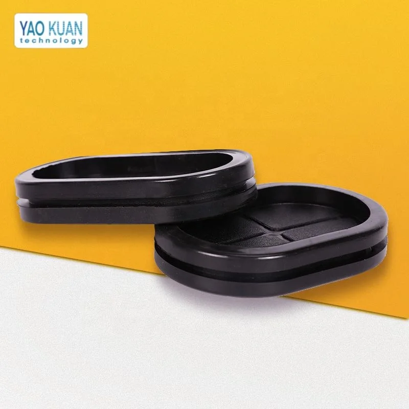 Groove Black Synthetic Rubber Oval Shape Double-Sided Wires Grommet Gaskets Protector Rings