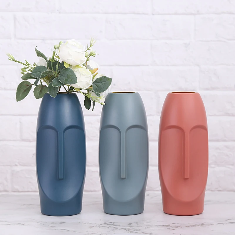 Drop Shipping Nordic Style Home Decoration Flower Vase Ornament Plastic Vases Table Flower Pot