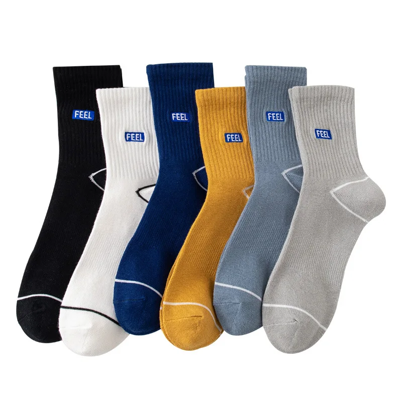 Youki новый дизайн на заказ вышитый логотип хлопковые носки вязанные теплые мужские спортивные носки