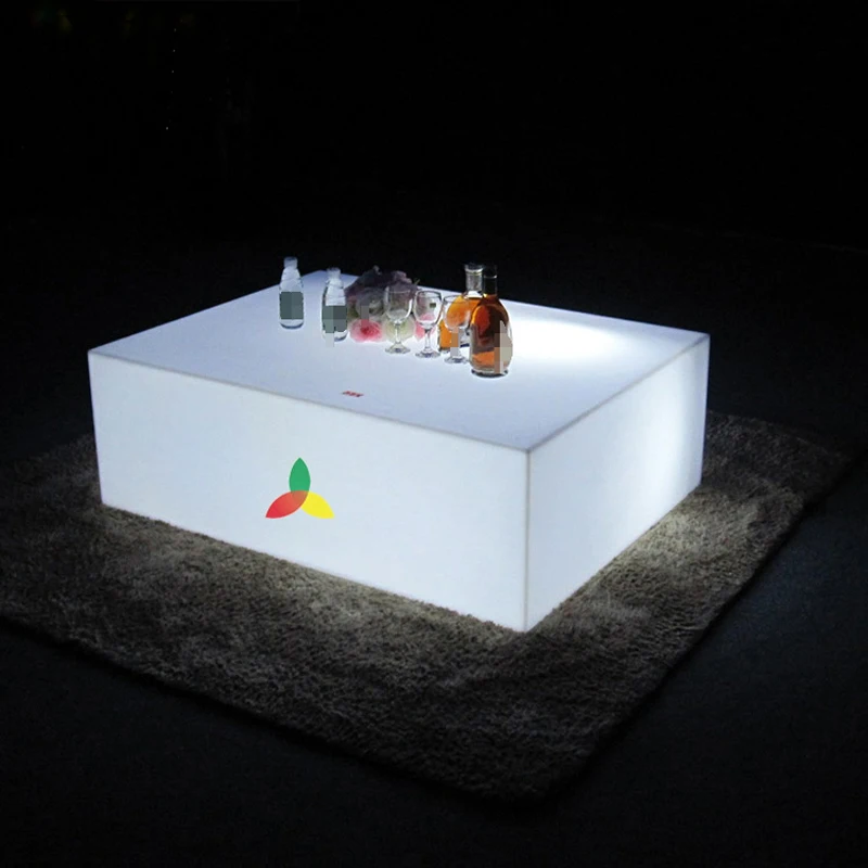 Modern Plastic LED Illuminated Bar Counter Portable Luminous Cocktail Table for Outdoor Hotel Club Use