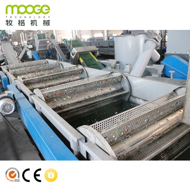 High rotary speed friction washing machine PP HDPE bottle rigid material recycling line