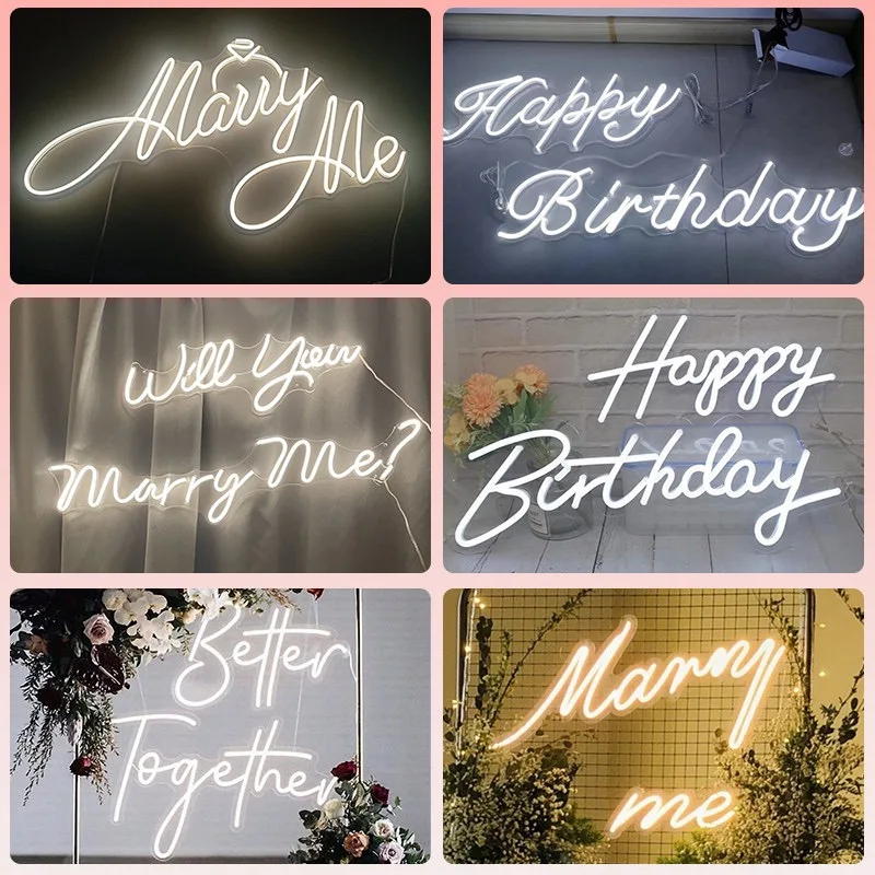 Pled Custom decor wedding marry me led sign acrylic board led outdoor neon sign logo with factory prices