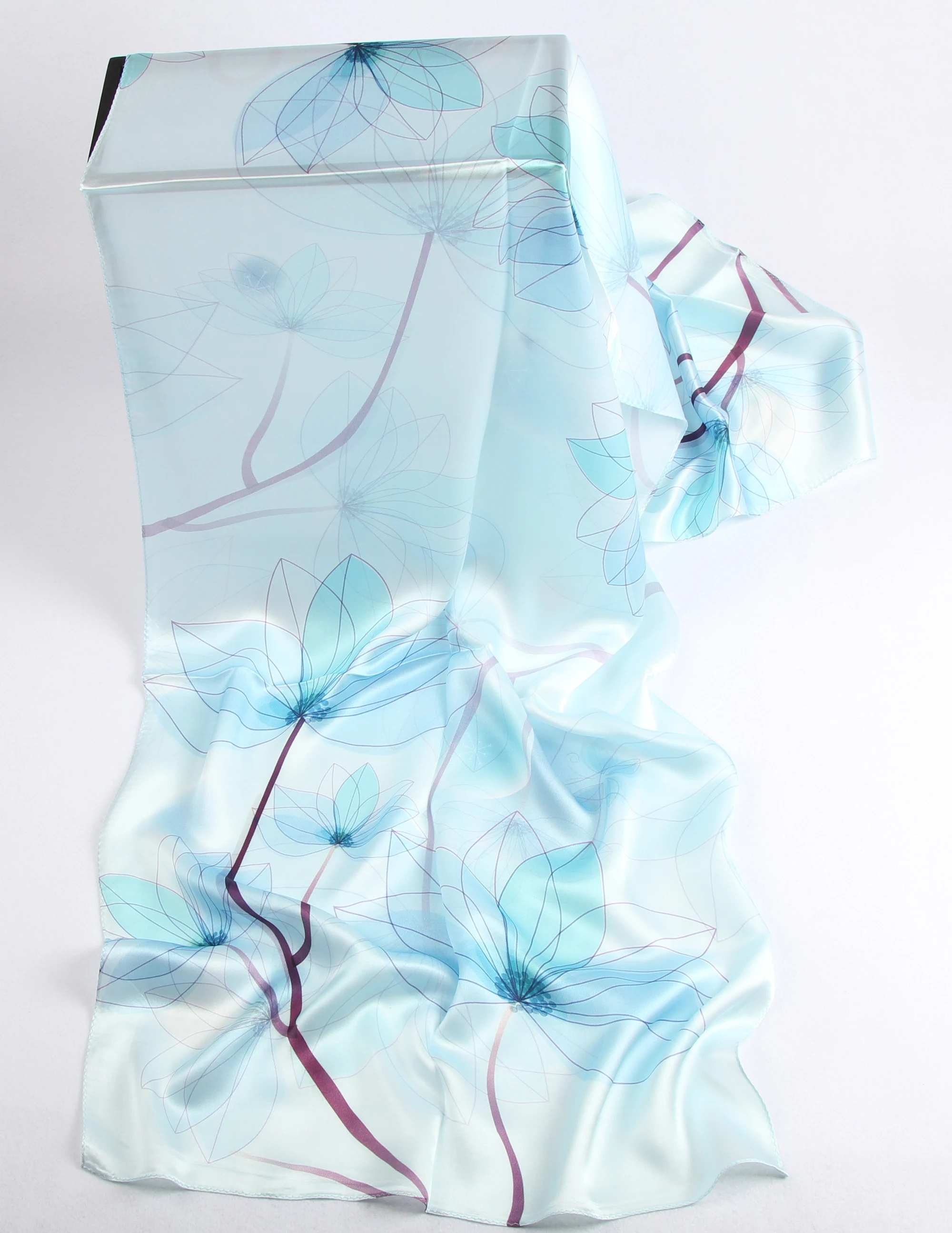 New Chinese simple and elegant flower womens silk  printed square scarf