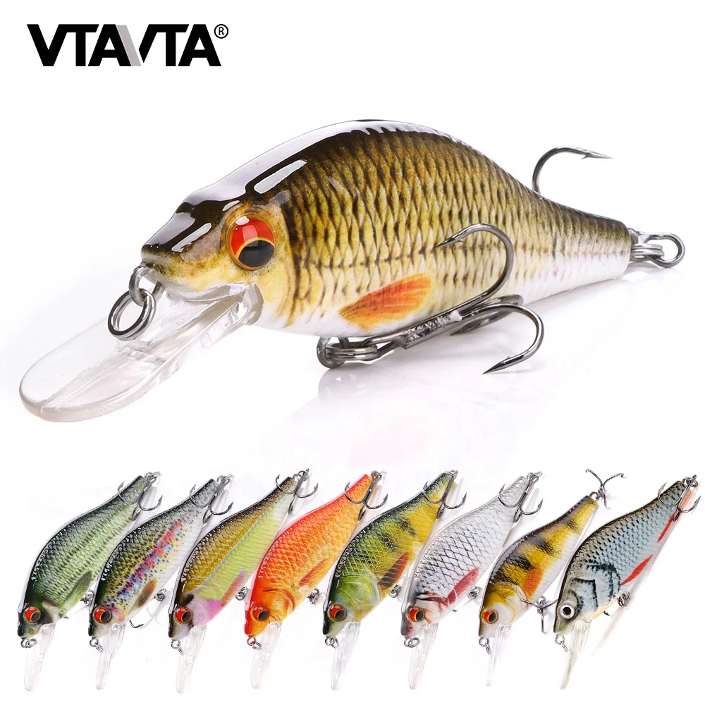 VTAVTA 5cm 7cm 9cm lifelike bass artificial lures fish hard crank baits fishing lures minnow