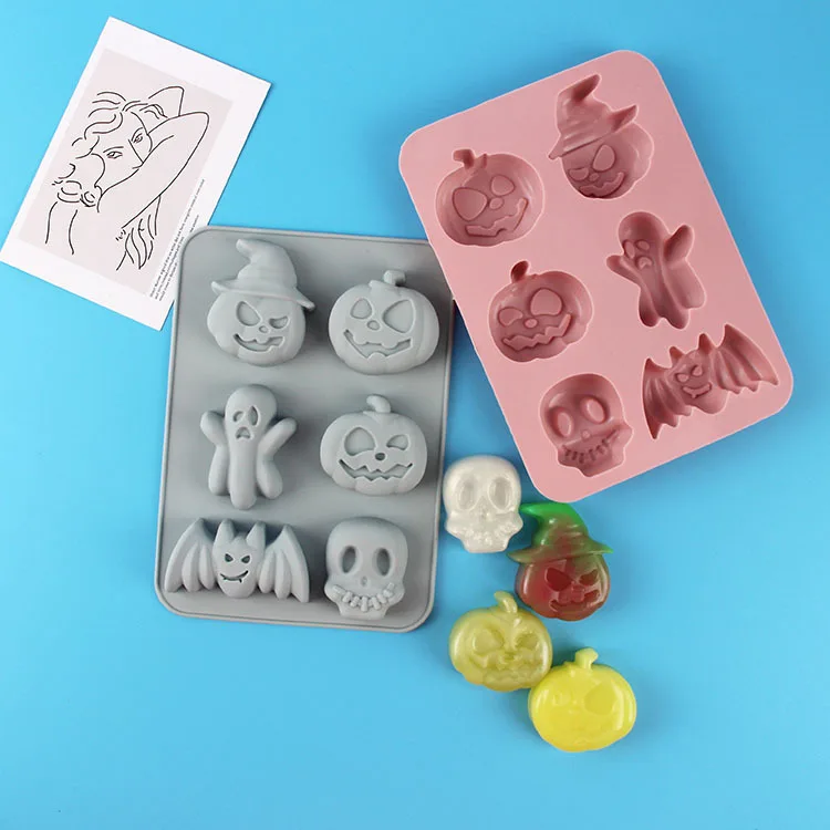 Ghost Festival Pumpkin Chocolate Cookie Cake Mold DIY Baking Tools Six Hole Halloween Silicone Mold