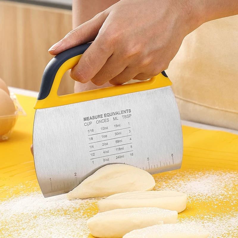 Kitchen Baking Tool Dough Scraper with Measuring Scale Stainless Steel dough Scraper Cutter