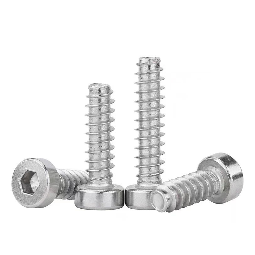 Thin head 304 stainless steel internal hexagonal cylindrical head flat tail self tapping screw