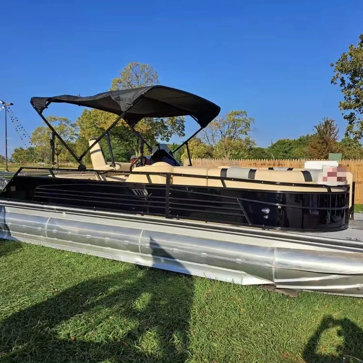 25FT 7.5M CE Certified Luxury Floating Platform Aluminum Pontoon Boat for sale
