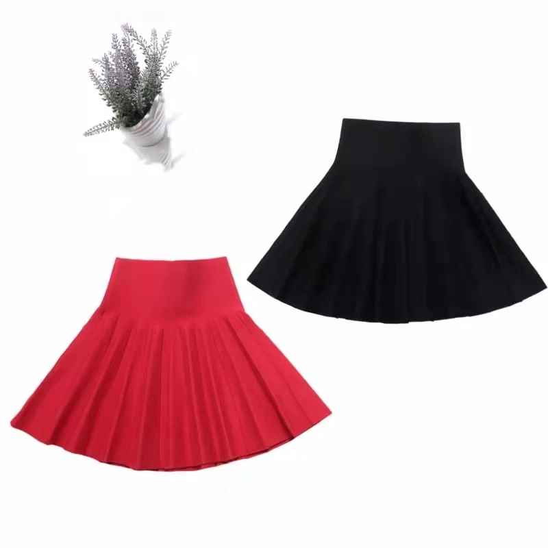 Fashion Cheap Price Pleated Knit Skirt Preppy Style Short Skirt Whole Sale School Uniform Girl Pleated Grid Skirt Customizable