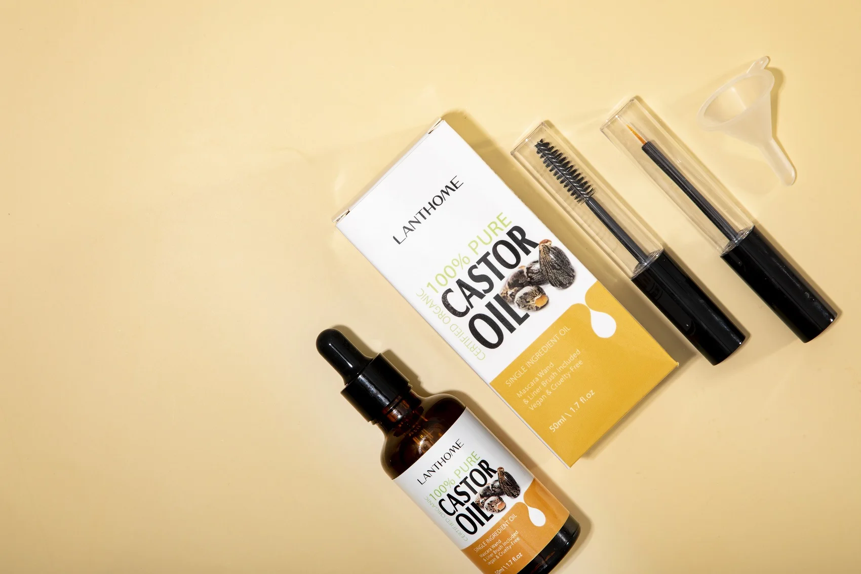 2023 New arrival Organic castor oil hair growth oil growing for eyelashes and eyebrows with Mascara brush