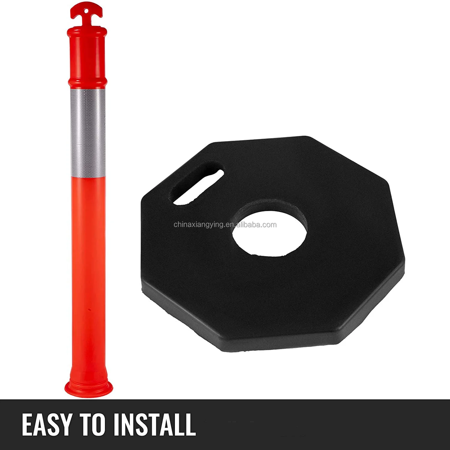 High-Visibility Orange PE Cones - 16 Inch Durable Rubber Base Delineator for Construction and Facility Management