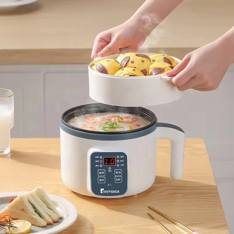 1.7L Electric Pot with Steamer Portable Multi-functional Mini Cooking Hot Household Noodle