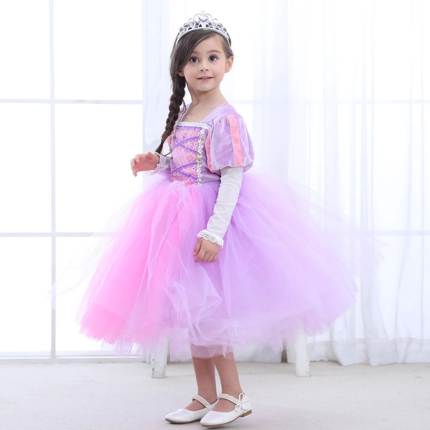 
Q187 European Style Girls Costume Princess Halloween Party Wear Rapunzel Costume Fancy Dresses For Girls 