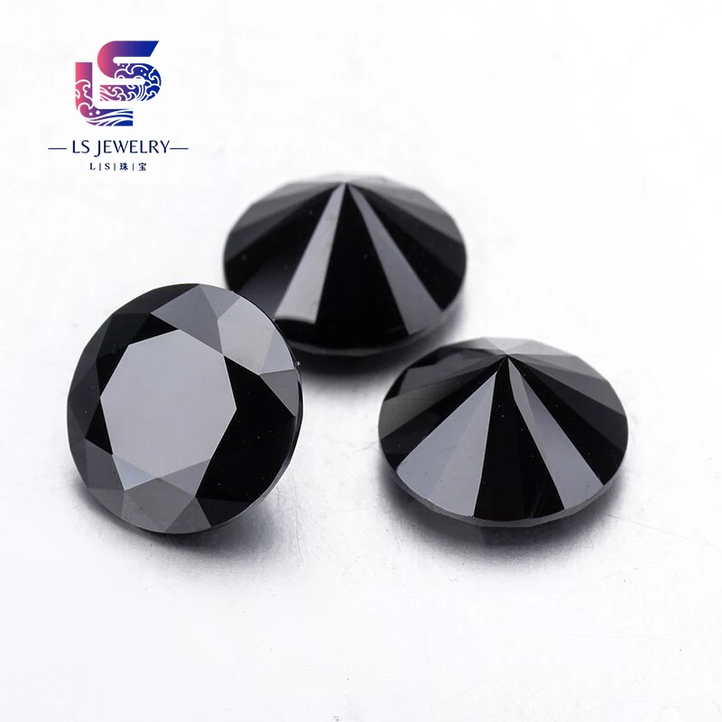 Synthetic Moissanite Diamond Stones 1 Carat Round Cut Shape Black Large Moissanite Diamond