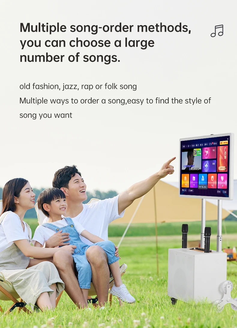 Karaoke Player Machine System in One with 40w Songs Chinese Singing 19 All K Touchscreen KTV Home Bar Android White Power Audio