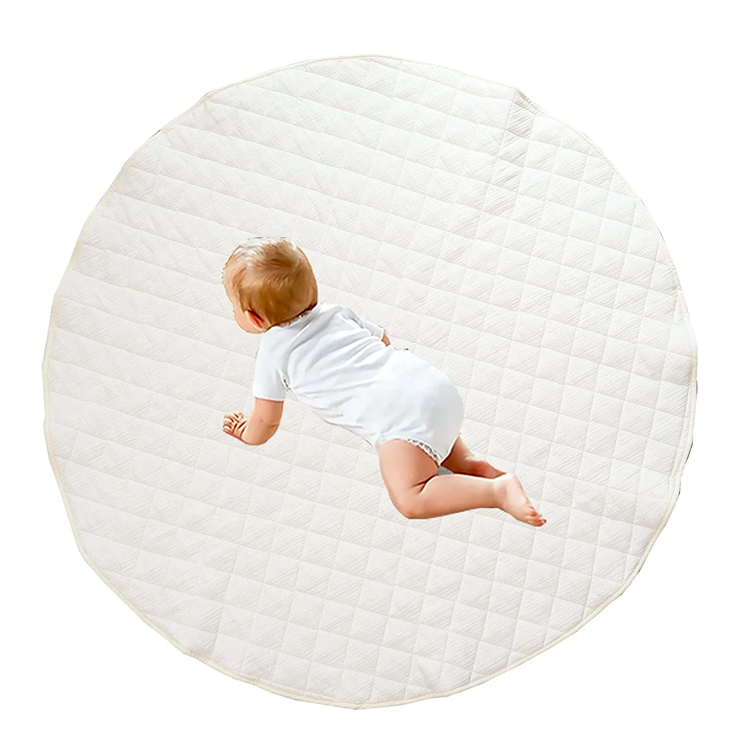 40 Inches In Diameter Large Thick Room Rug Plain Color Double Sided Use Portable Kids Tummy Time Playmat for Indoor Outdoor