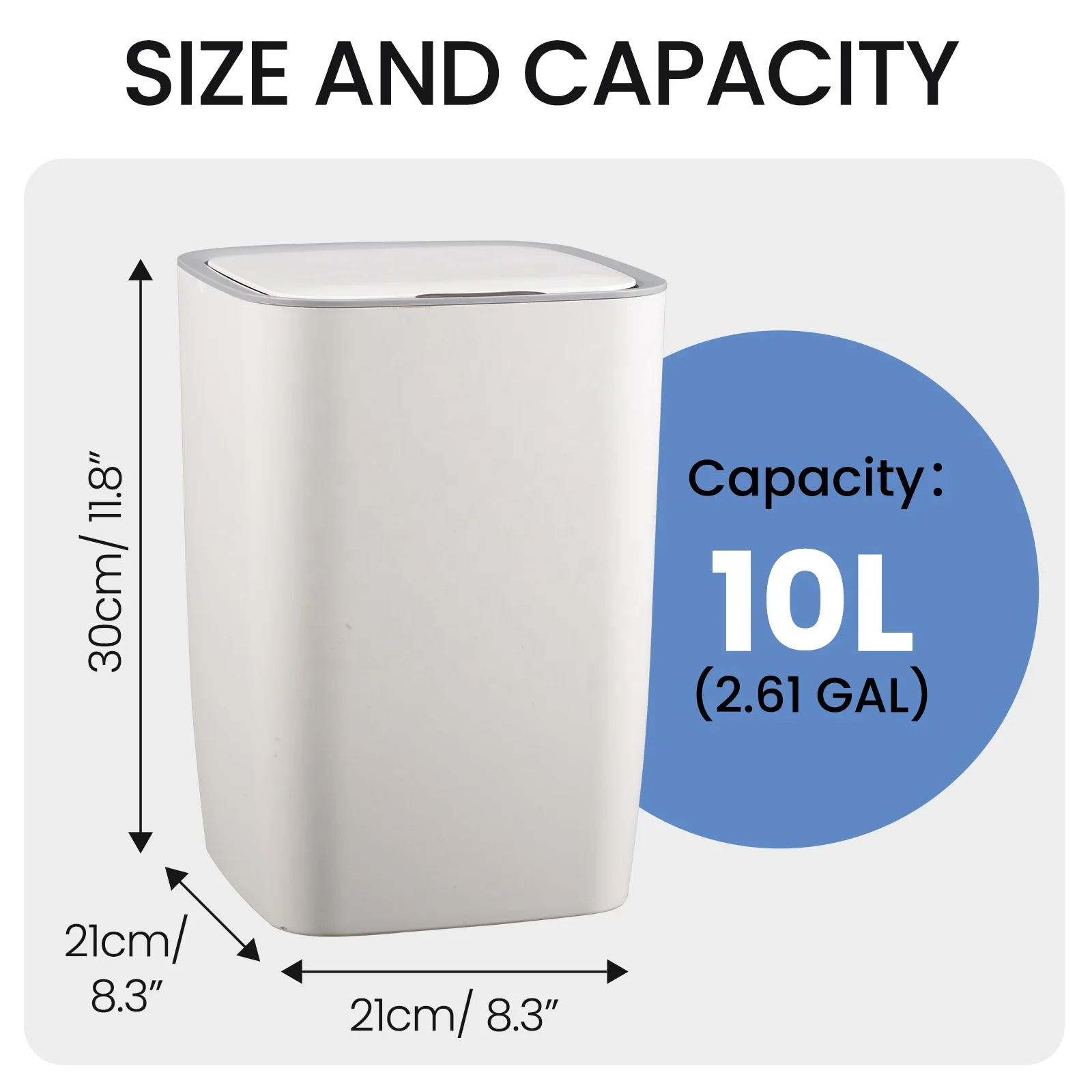 10L Plastic Square Sensor Trash Garbege Bin Table Smart Sensor Waste Bin for Kitchen Restaurant White NINGBO Rectangular 1.2 KG