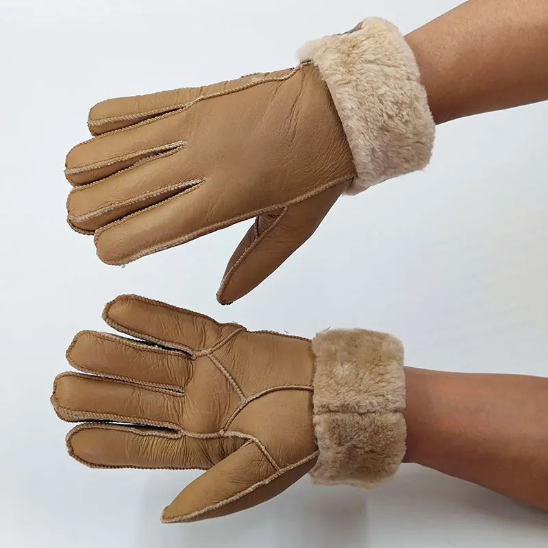 Factory Direct Batch Custom Soft Bow Breathing Gloves Winter Warm Sheepskin Leather Lambskin Mittens