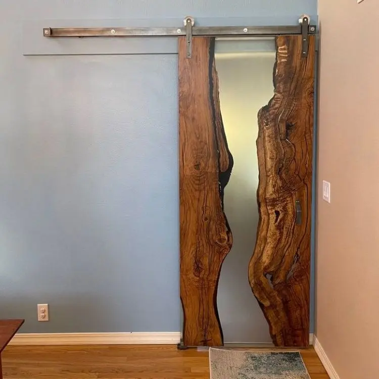 Epoxy Resin Sliding Wood Door  Use For Home Living Room Dining Room