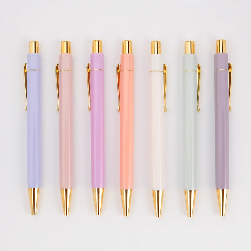 Настраиваемый логотип Золотая шариковая ручка рекламная алюминиевая шариковая ручка с зажимом выдвижная ручка