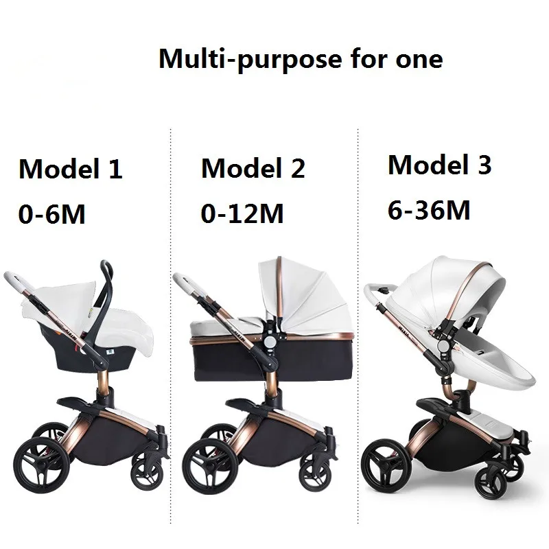 High Quality Aulon Luxury Baby Stroller 3 in 1 High land-scape Fashion Good Carriage European design Pram wheels