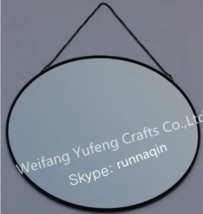 Round sailor wall mirror with metal frame 50x50cm 60x60cm with metal chain  in black color home decor mirror