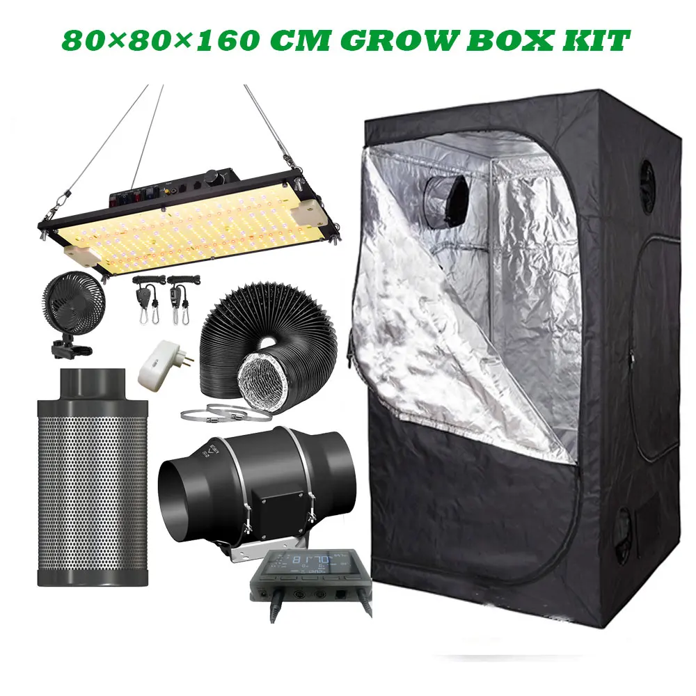 80x80cm 1680D Growing Tent Growbox Complete Set  Dimmable 320W  240W 150W Samsung LM301H EVO UV IR light growing box kit
