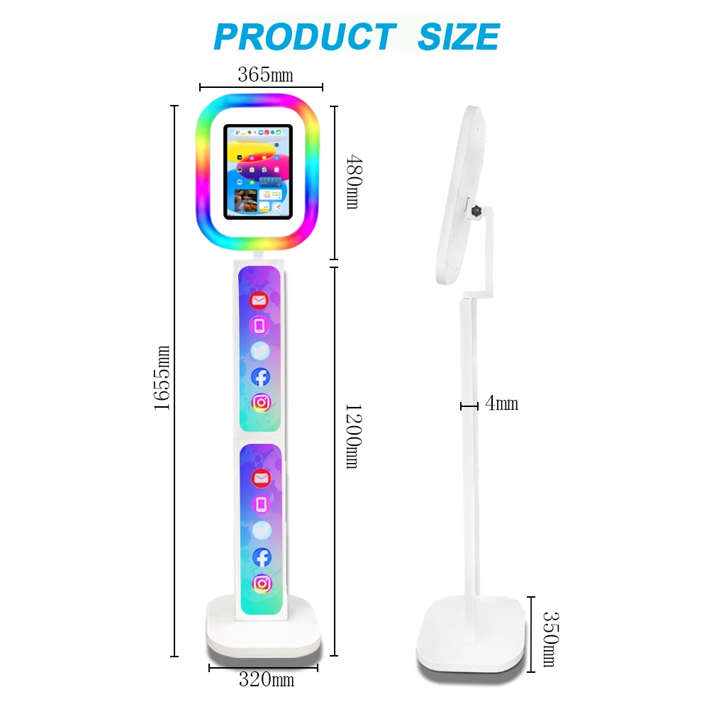 Multiple Colors Ipad Photo Booth Shell Ipad Selfie Photo Booth With Machine Custom Screen Rotating Adjustable For Model Room