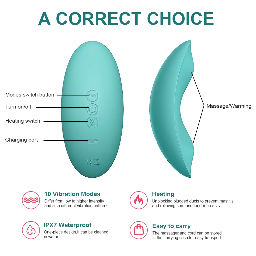 Double Baby Heat Vibration Youha Breast Warming Lactation Massager Silicon With Heat Breastfeeding For Lactating Woman