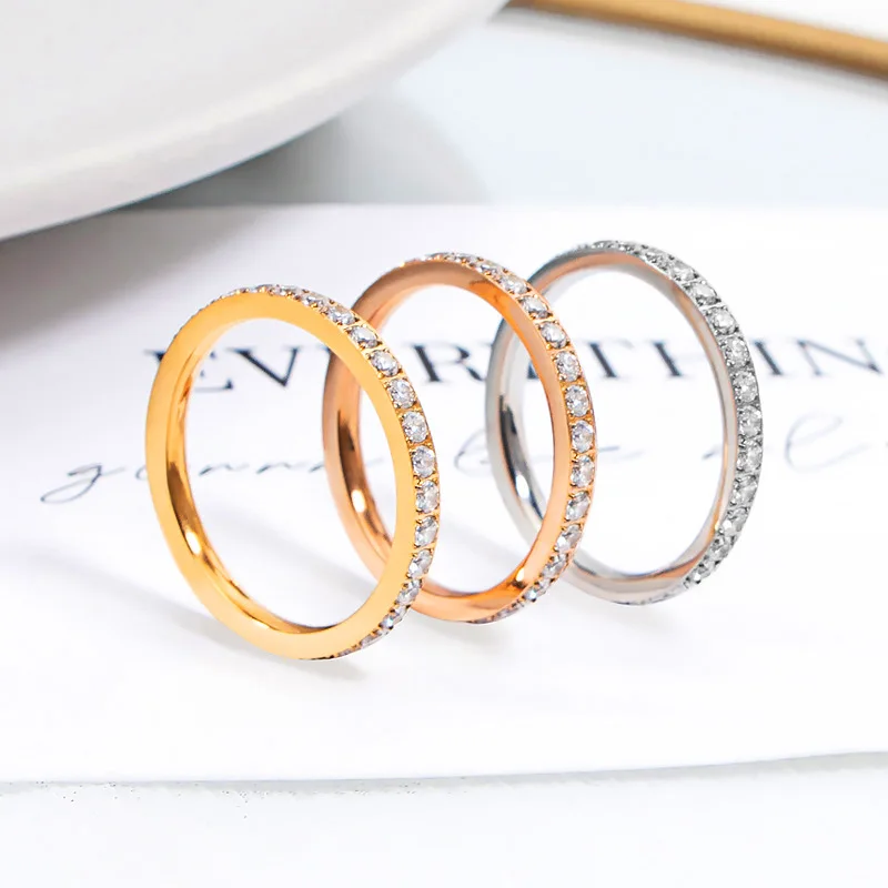 Popular Diamond Ring Full Diamond Ring Titanium Steel Inlaid Zircon Couple Starry Ring Female