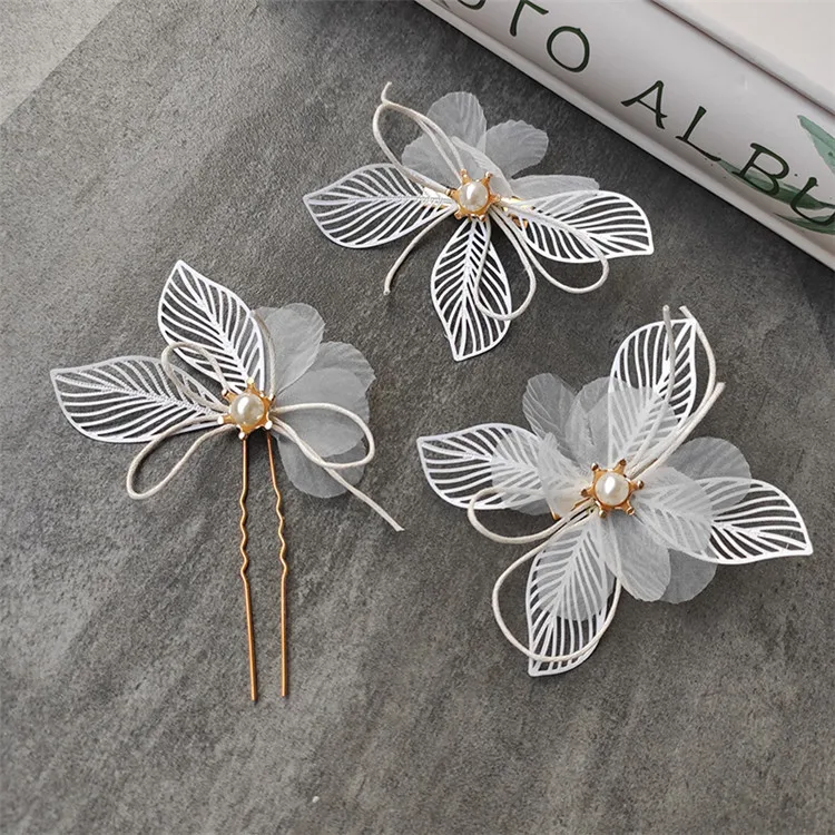 
bridal hair accessories bride tiara embellished leaf hairpin hair pin set wedding dress edge clip hair accessories 