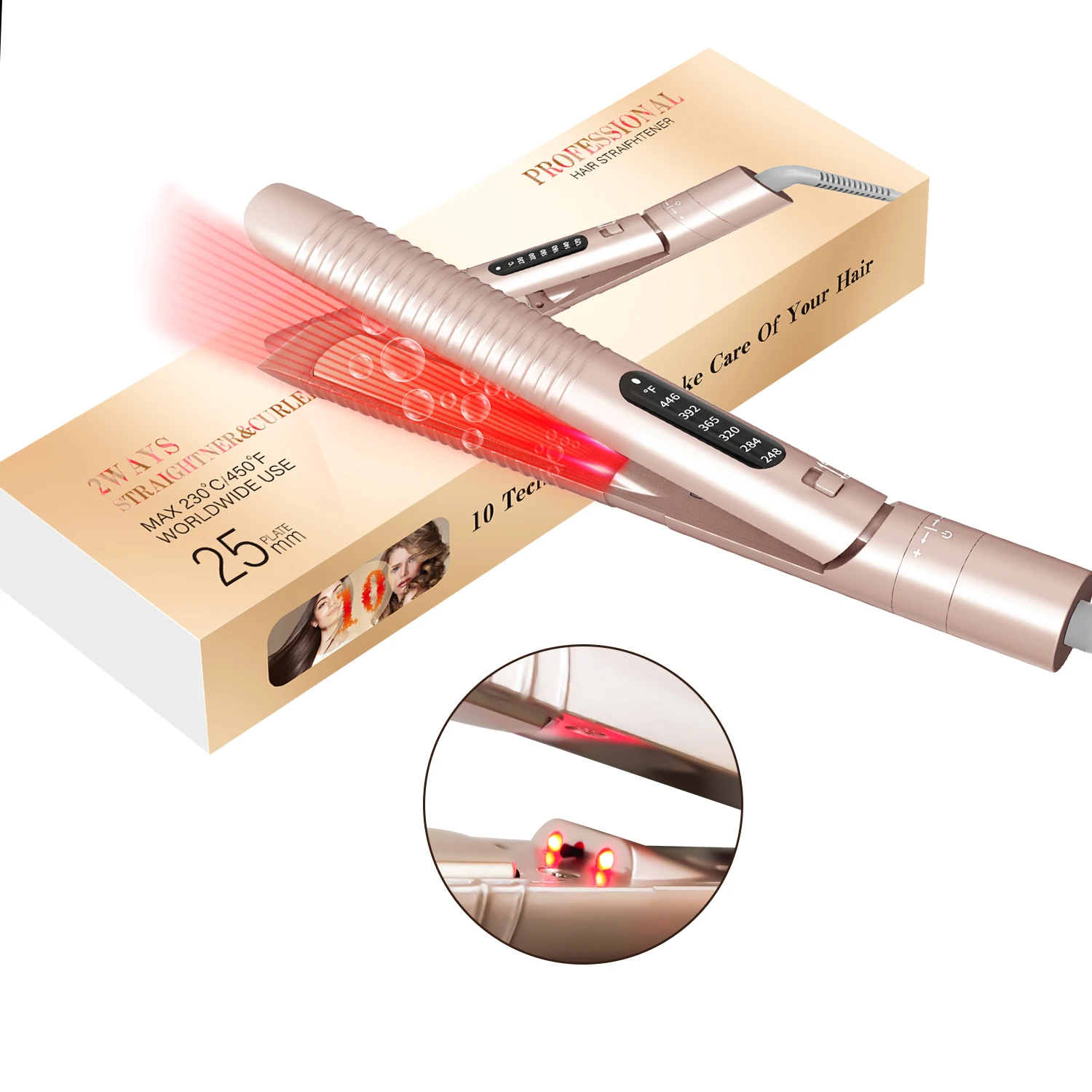 electric multifunction salon ionic small flat curler 2 in 1 titanium infrared professional portable flat iron hair straightener