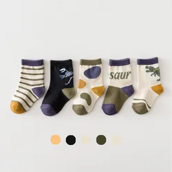 Spring Autumn Winter Cartoon Dinosaur Big Little Baby Cotton Ankle Sock Boys Kids